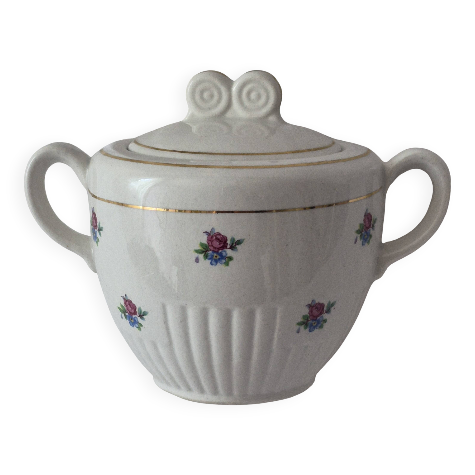 Covered sugar bowl half-porcelain Lunéville Keller and Guerin A587