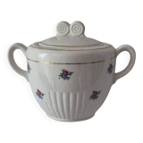 Covered sugar bowl half-porcelain Lunéville Keller and Guerin A587