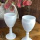 Footed glasses, white opaline chalices