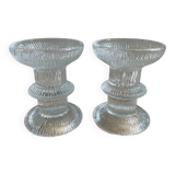 Pair of Luminarc glass candlesticks