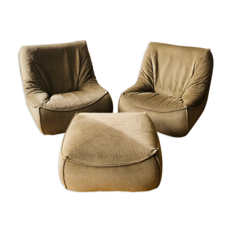 Atelier Dunlopillo vintage 2 drivers and 1 pouf