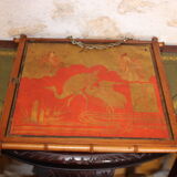 Bamboo triptych mirror, barber circa 1900