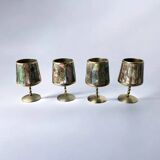 Abalone shell & alpaca shot glasses, set of 4, Mexico, 1970s