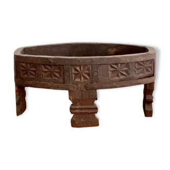 Indian Chakki carved wooden plateau