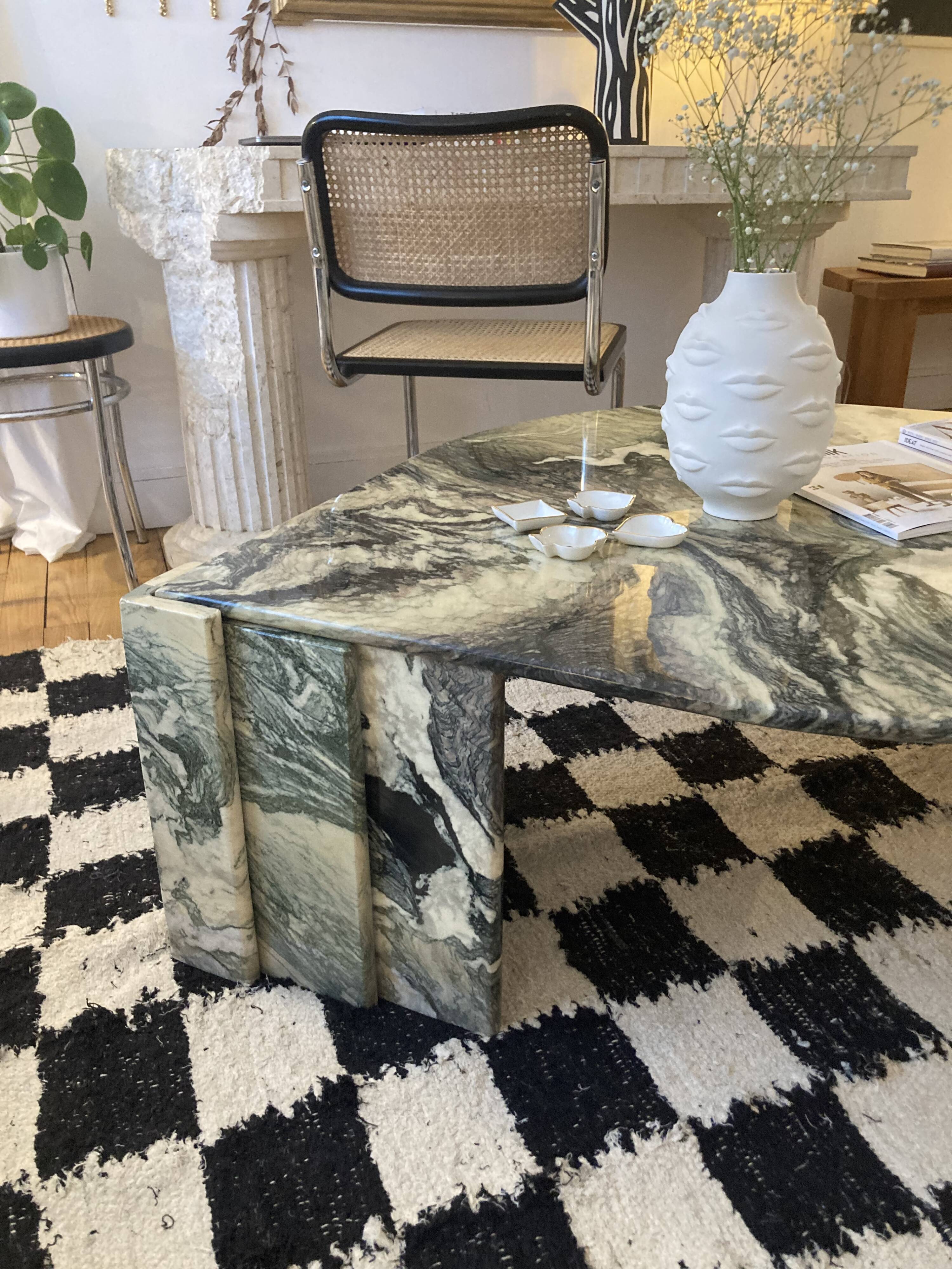 Marble table drop shape Roche Bobois vintage