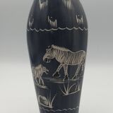 Soapstone soliflore vase, hand carved and painted in africa