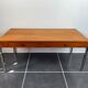 Table basse teck scandinave pieds chromés vintage 1960