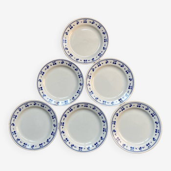 Vintage dessert plates with blue cherry pattern