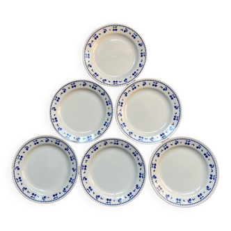 Assiettes dessert vintage motif cerise bleue