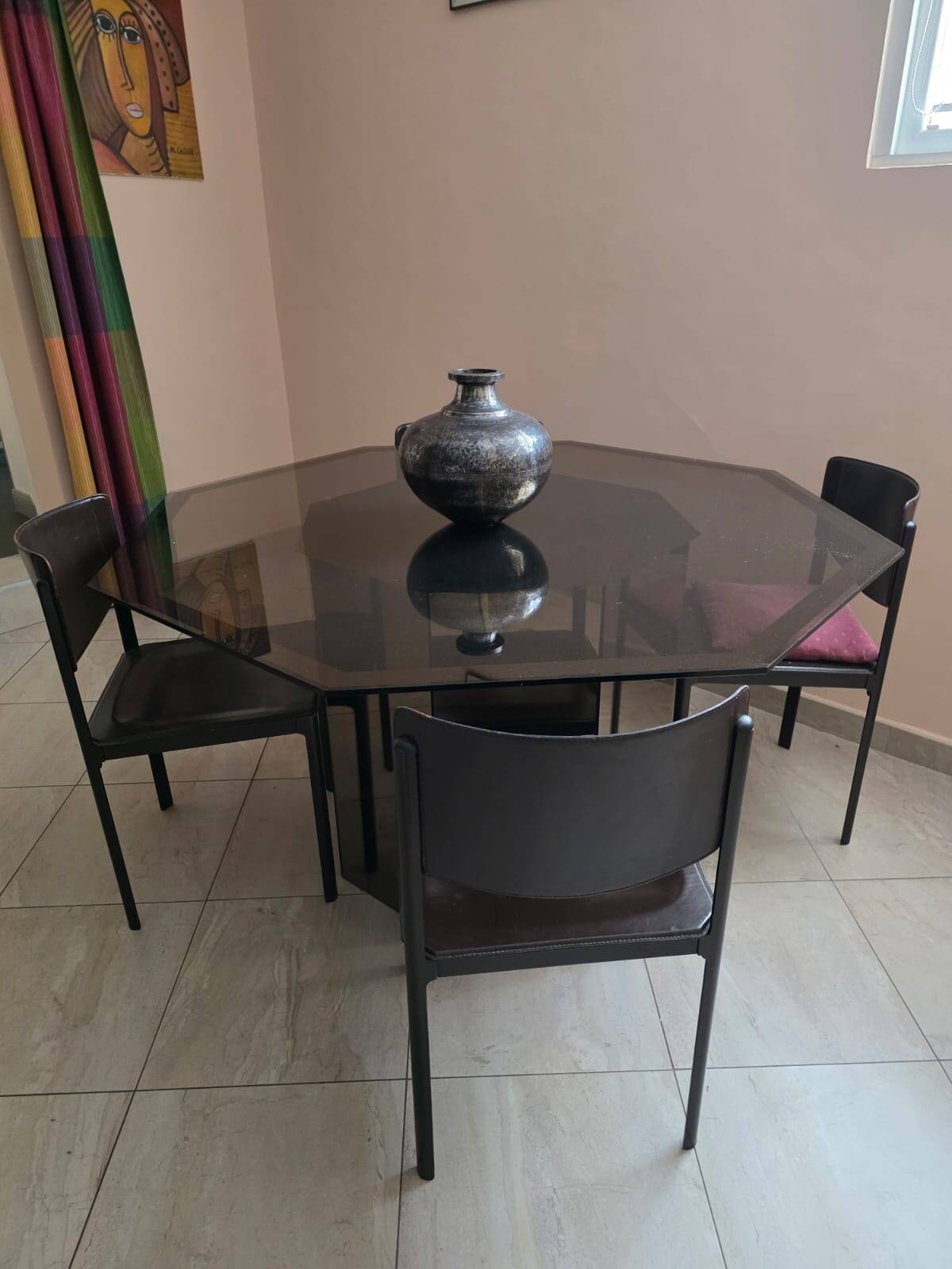 Table octogonale en verre