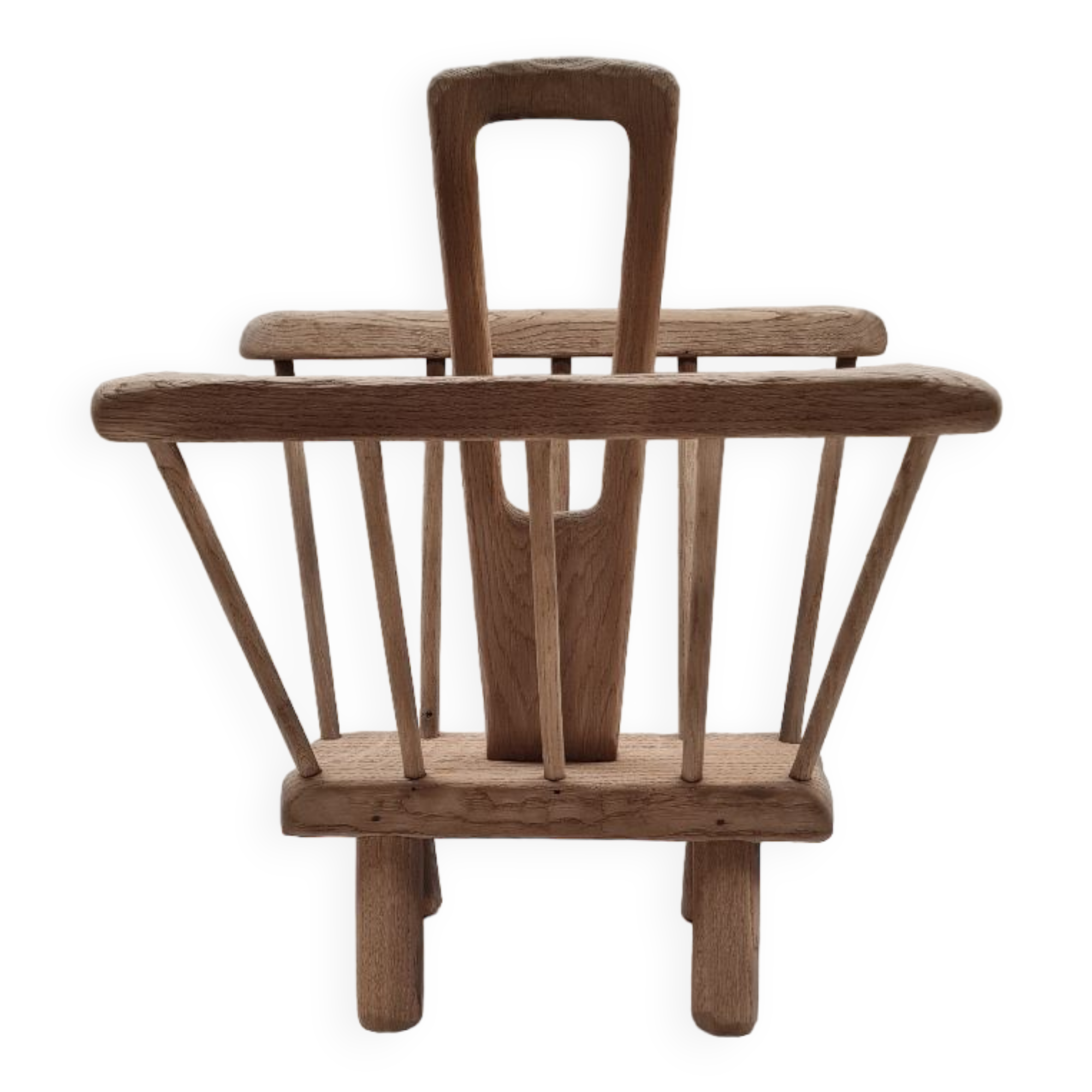 Brutalist art-popular magazine holder in solid wood