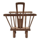 Brutalist art-popular magazine holder in solid wood