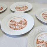 6 vintage white Augusty porcelain dinner plates in very good condition