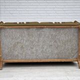 1970s, Danish 2-seater sofa, green furniture wool, oak wood.
