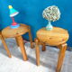 Pair of 70s pine stools