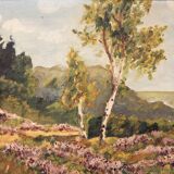 Oil on canvas depicting a wooded landscape.