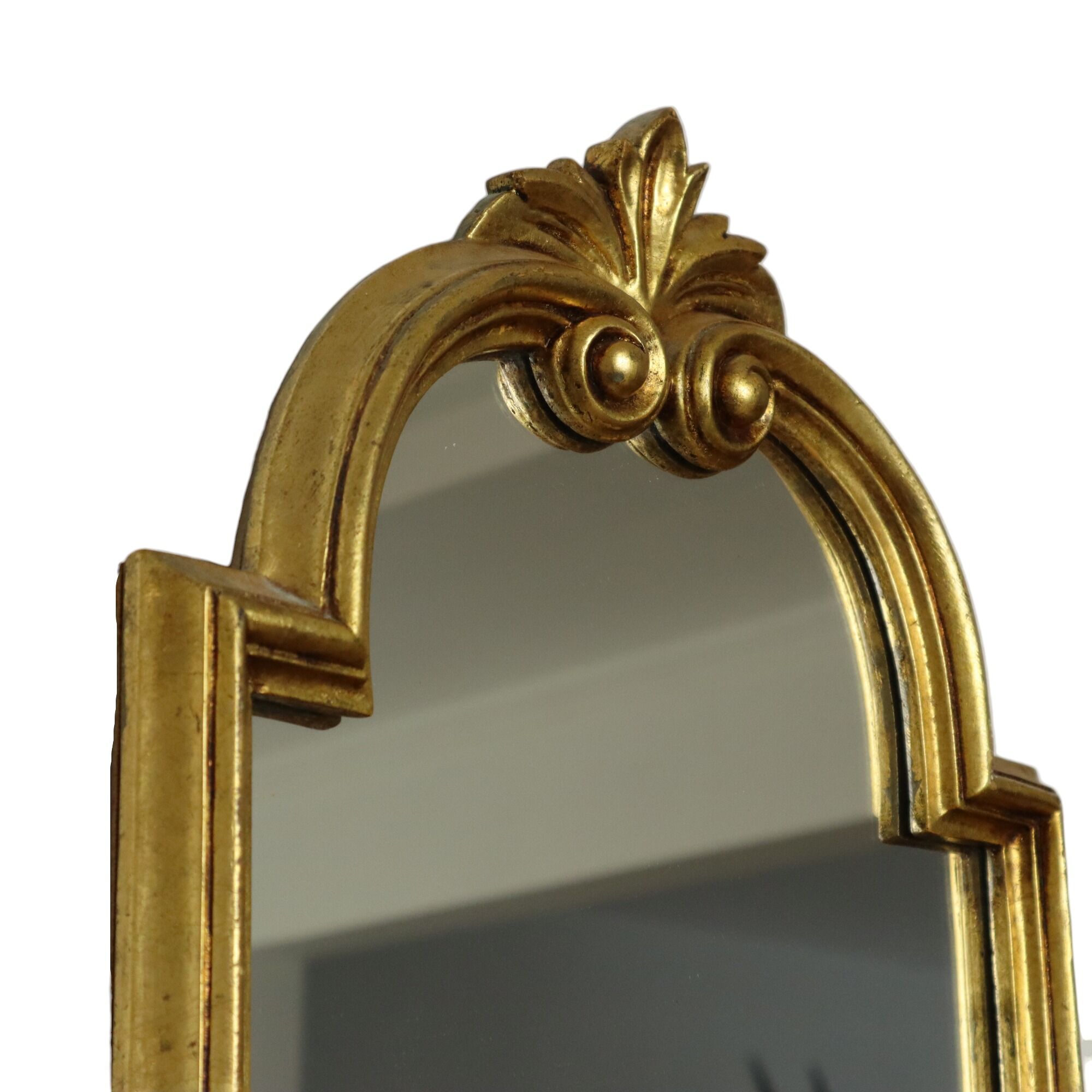 French Wall Mirror Hall Mirror Gold Plated Classic Acanthus Crown 93cm
