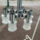 Vintage ceiling light in chrome-plated and cut glass, Targetti 1970 chandelier