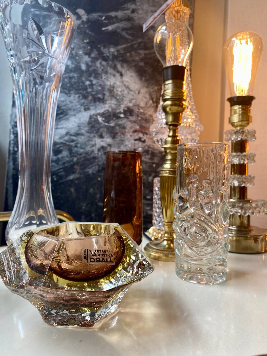 Sommerso Murano amber ashtray