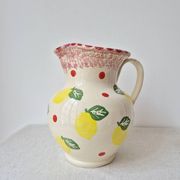 Vase/Pichet en céramique citron & pois - Vintage