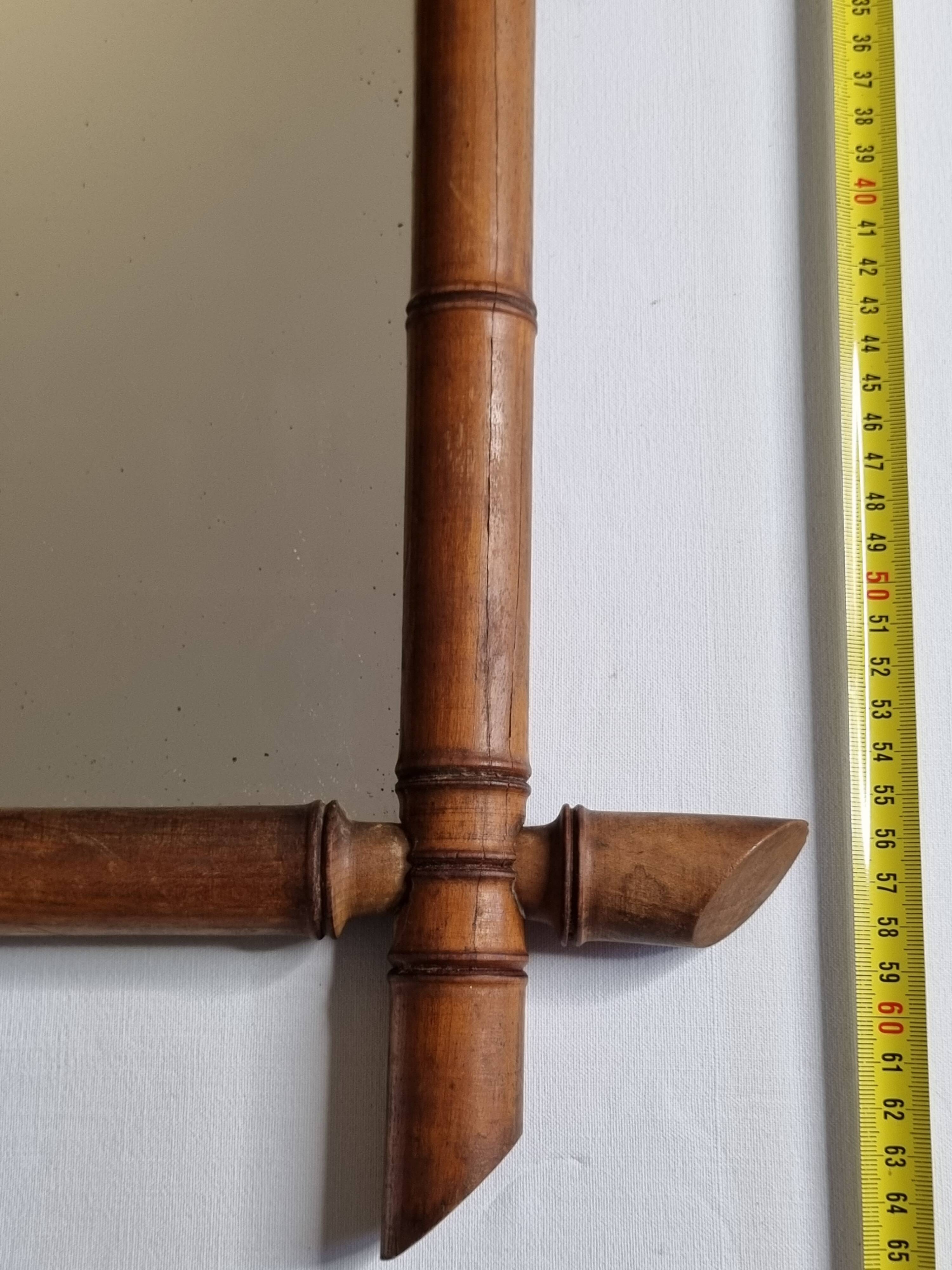 Turned wooden mirror in imitation of bamboo, from the 20s-30s, 54 x 65 cm