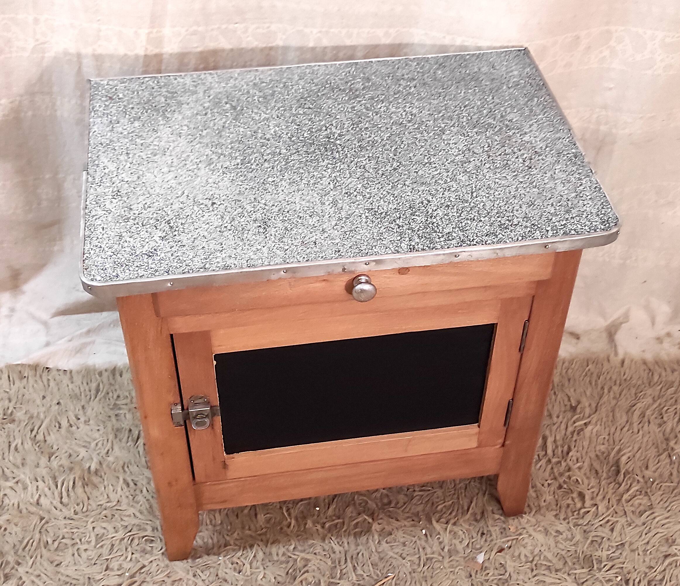 Parisian buffet in solid wood and enamelled sheet metal - mid 20th century.