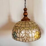 Suspension nacre et laiton, motifs fleuris