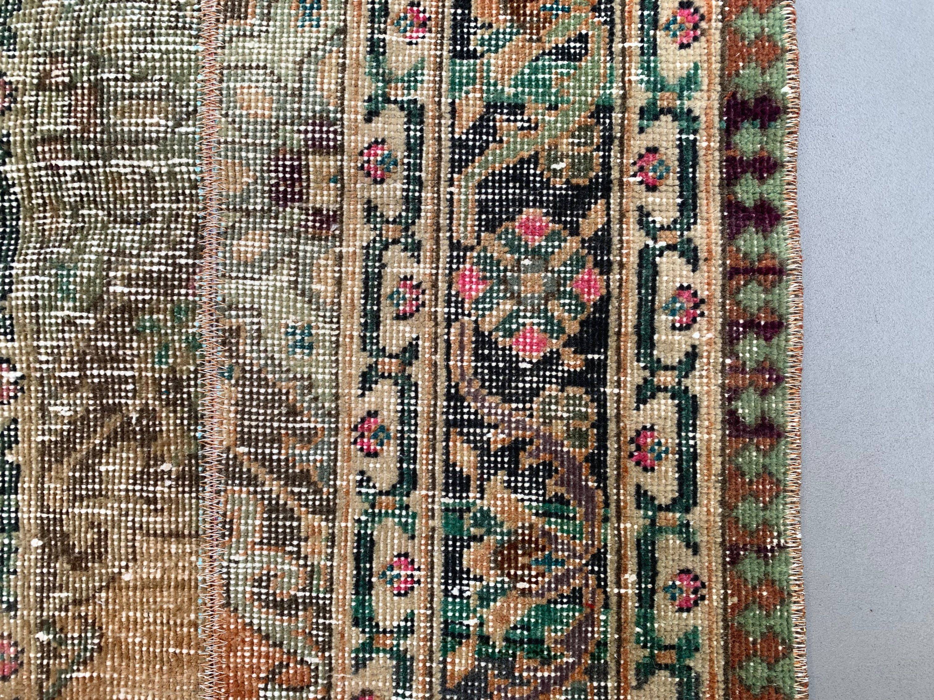 Distressed Turkish Narrow Runner 270x67 cm wool Vintage Tribal Rug