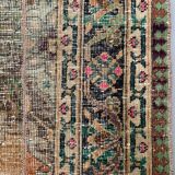 Distressed Turkish Narrow Runner 270x67 cm wool Vintage Tribal Rug