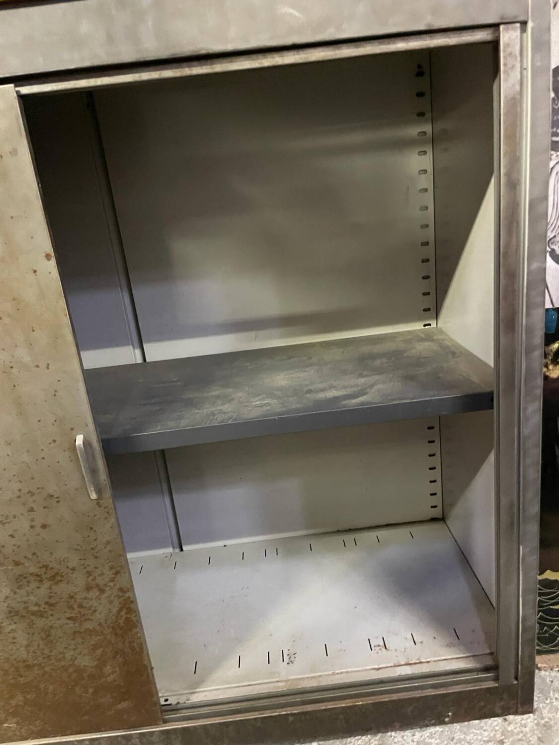 Buffet or Bookcase 2 bodies in polished and varnished steel circa 1960