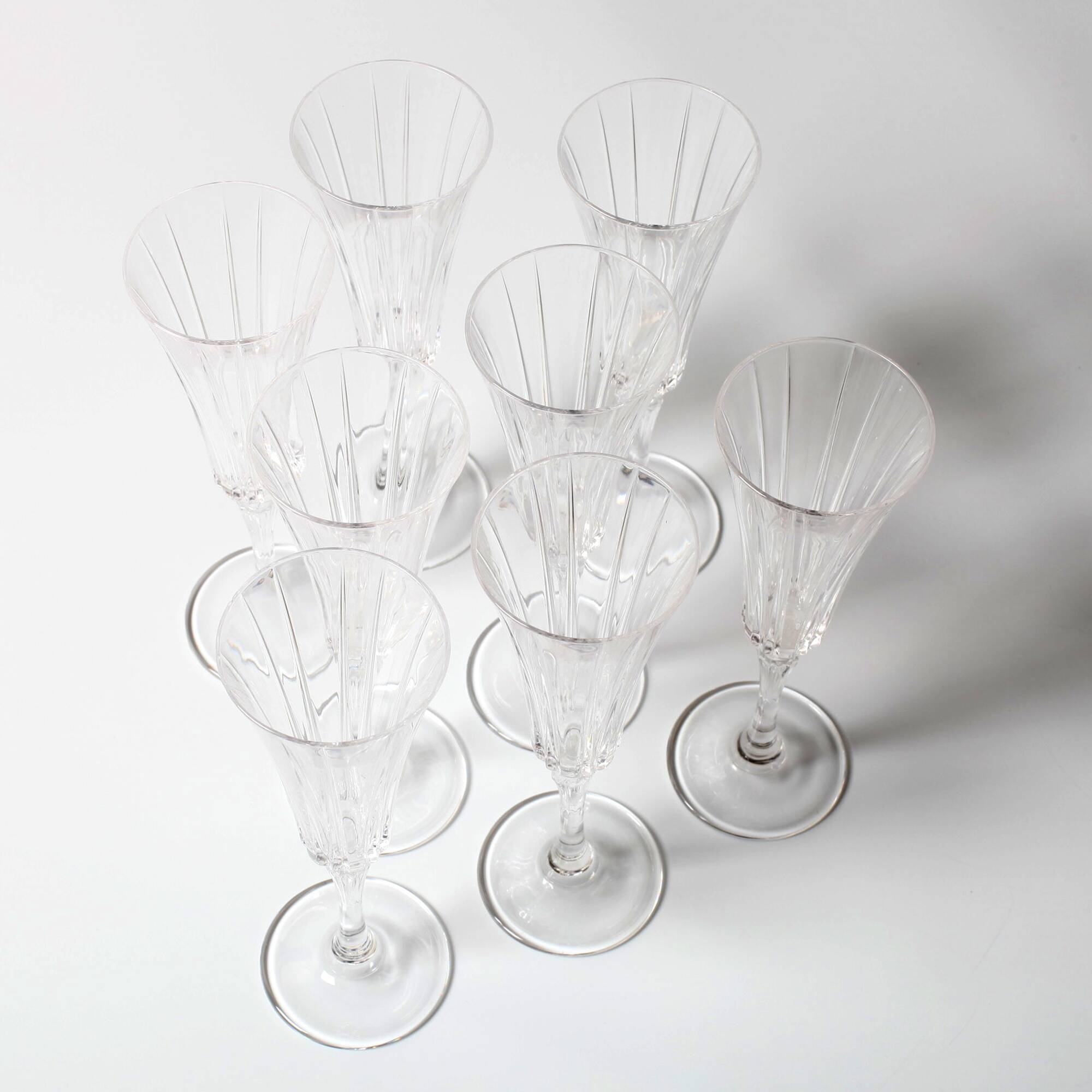 Set of 8 Crystal Vintage Champagne Flutes, Prosecco Clear Italian