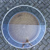 Glass and wicker coffee table