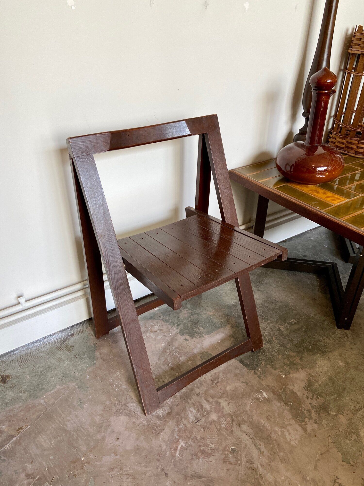Dark wood folding chair