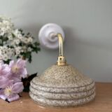 Angled wall lamp with vintage shade in yellow Clichy glass and silver edging