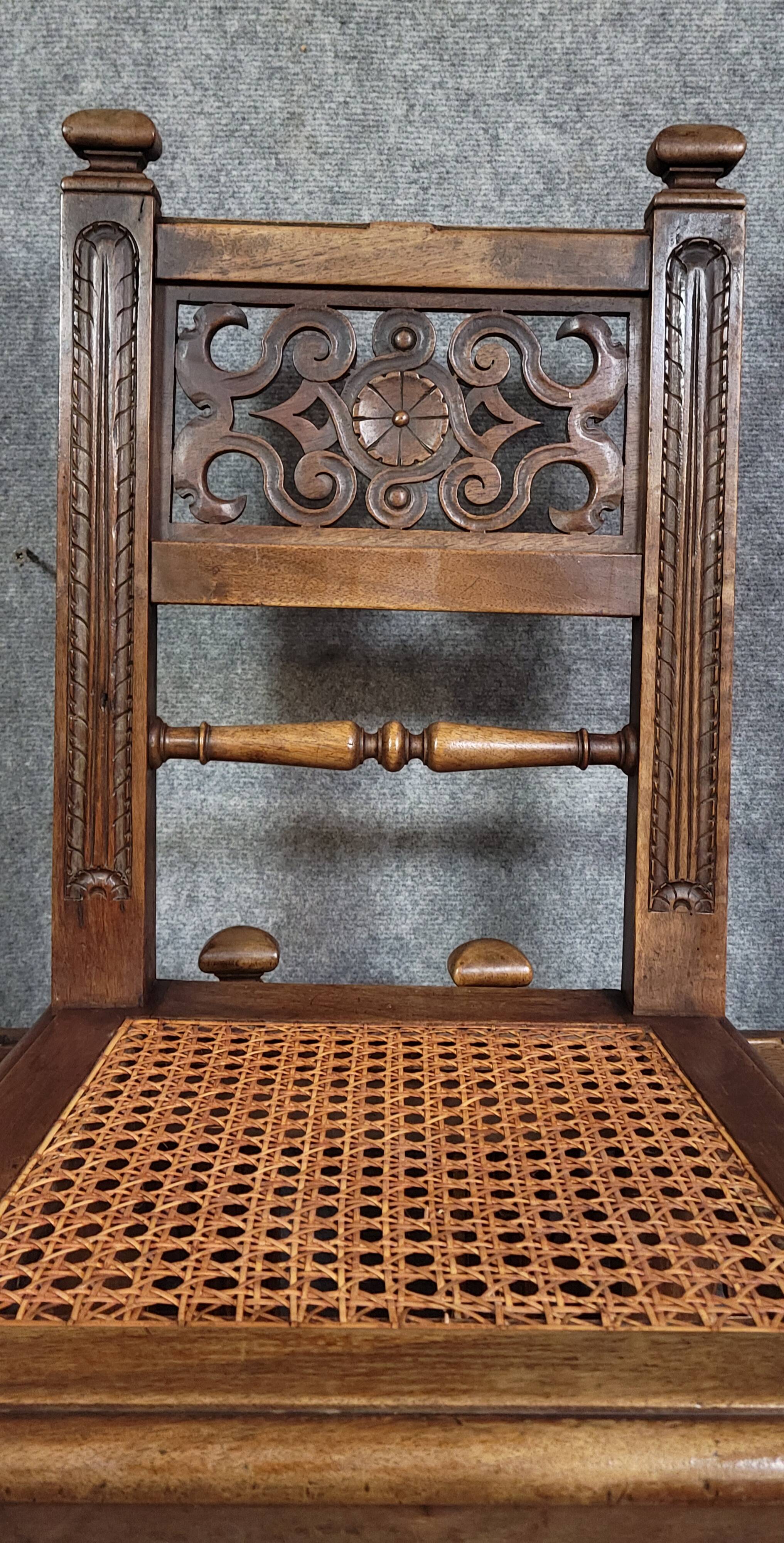 Set of six Renaissance-style chairs in solid wood