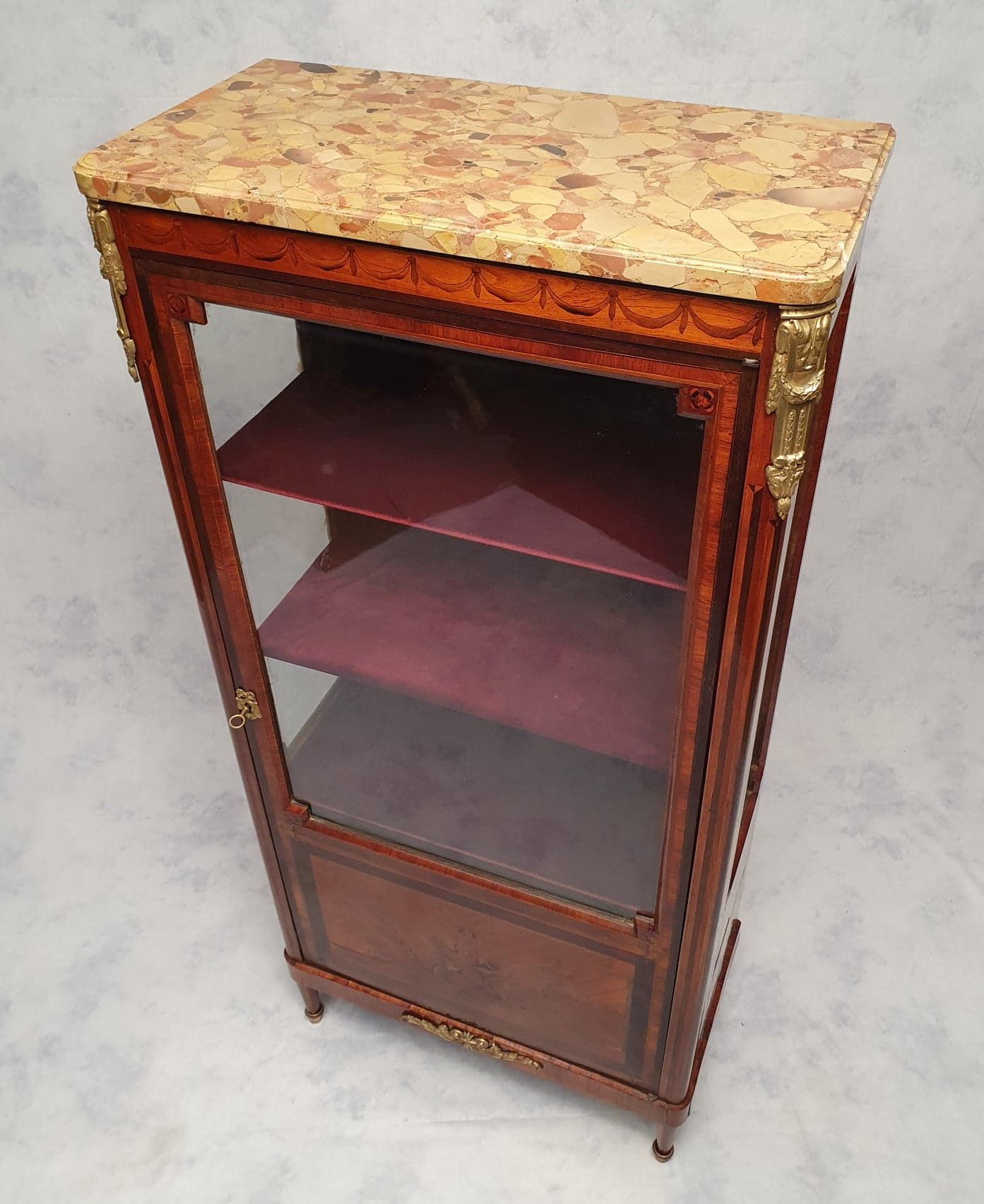 Louis XVI style showcase in marquetry - rosewood - rosewood - 19th