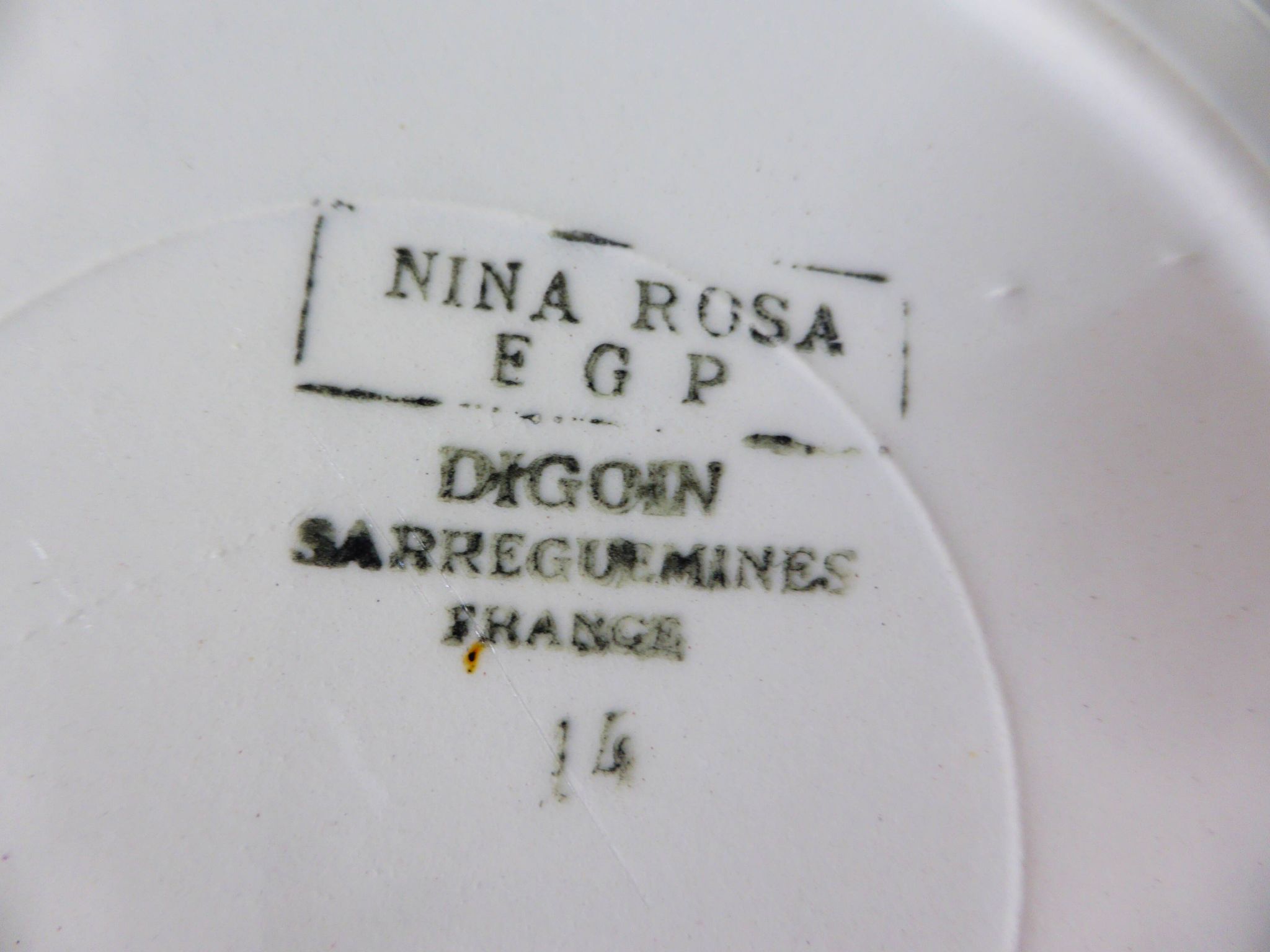 4 vintage Digoin Sarreguemines Nina Rosa porcelain soup plates 2008158