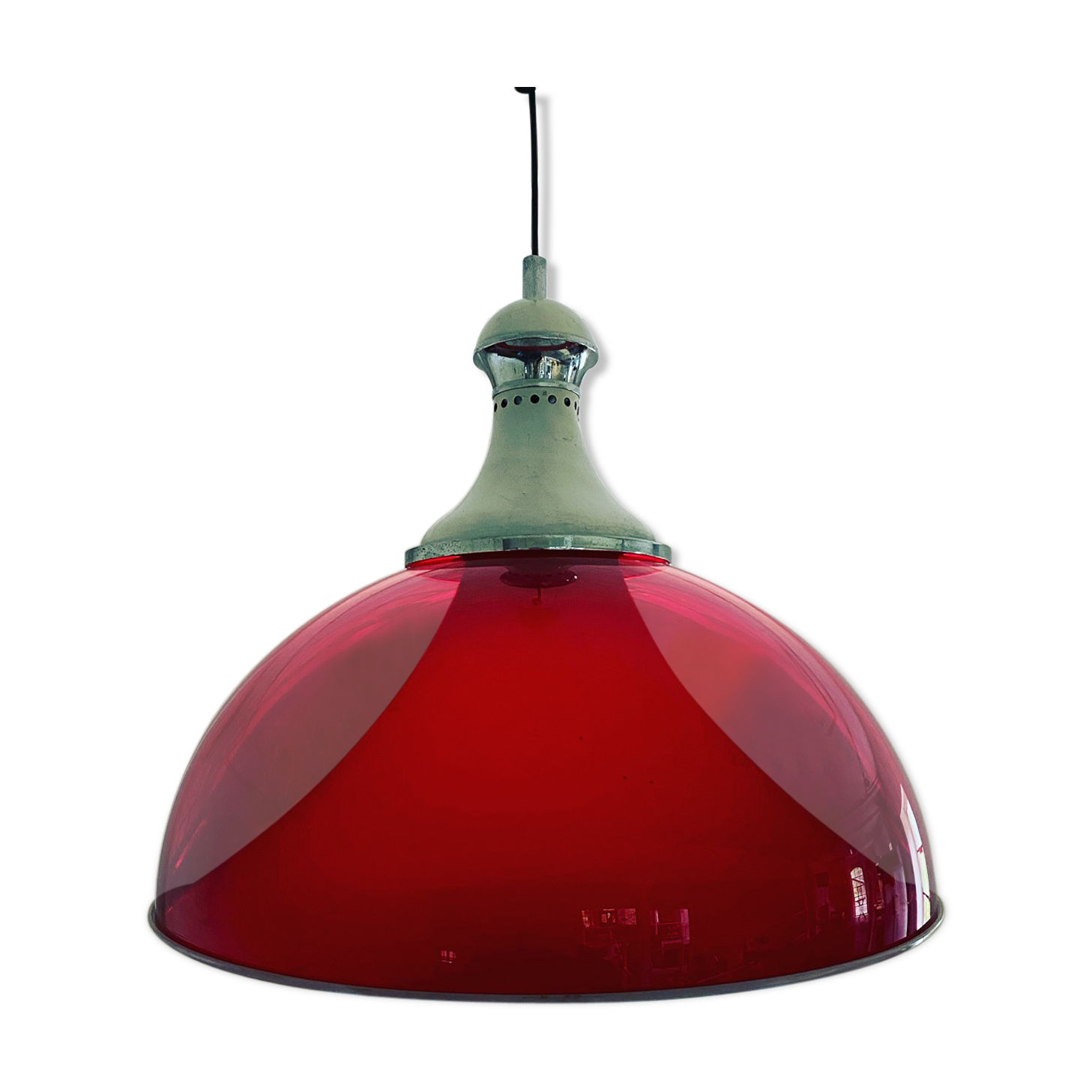 Red ceiling lamp from Italy, 1960s