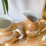 Vintage Czecho-Slovakia Victoria China Iridescent Peach Lustre Tea Set 1950s