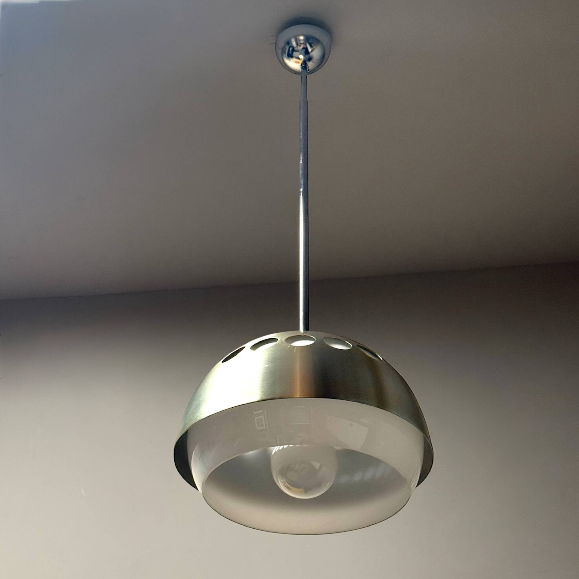 Grande suspension Space Age avec abat-jour en métal et ABS, années 1970