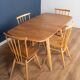 Retro Blonde Ercol Model 383 Dining Table & Four Stick Back Kitchen Dining Chairs