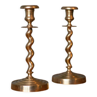 Pair of vintage candle holder, vintage candle holder, brass twist candle holder, interior decoration