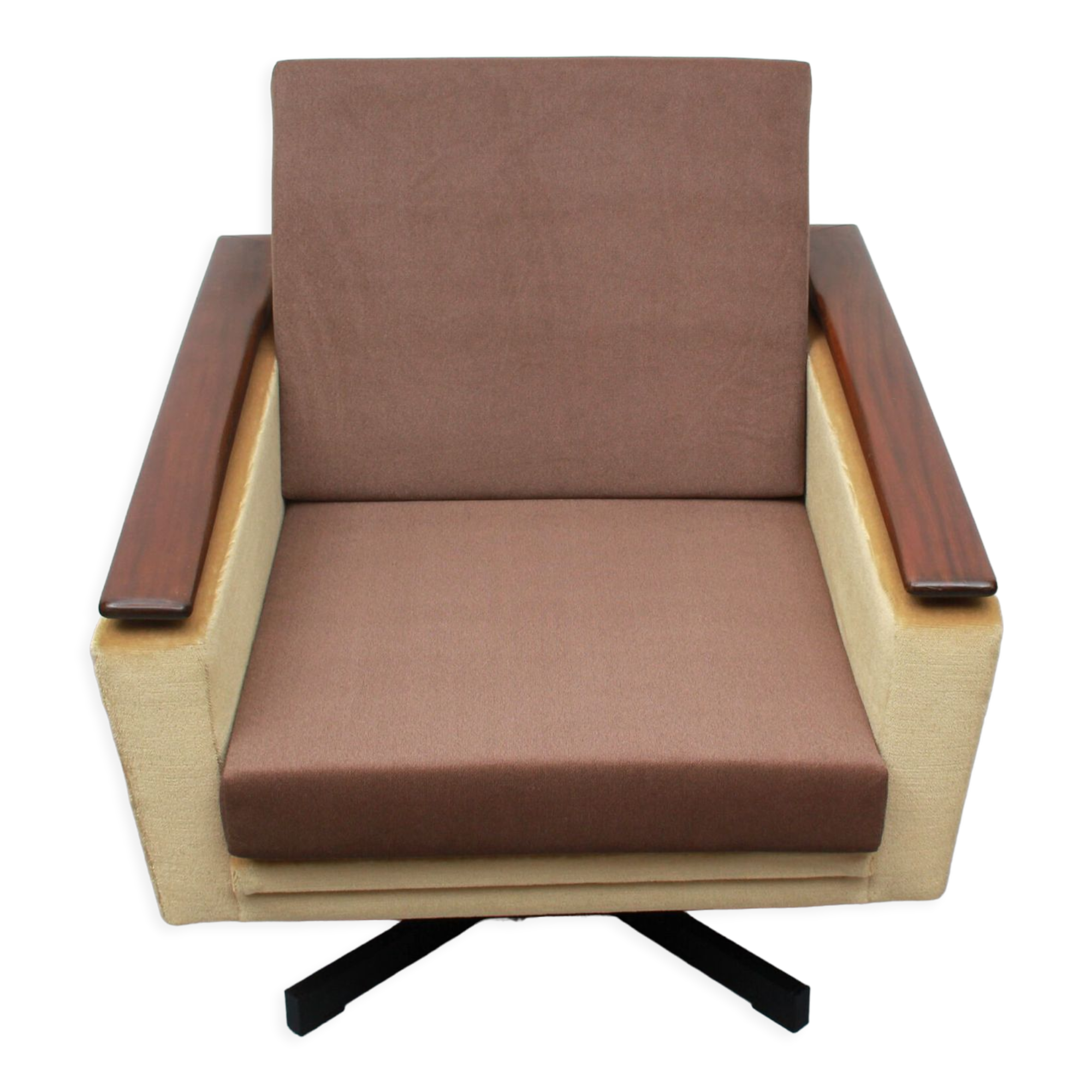 Fauteuil pivotant des années 1960 en mohair-velours