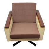 Fauteuil pivotant des années 1960 en mohair-velours