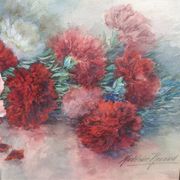 Still life with peonies by Madeleine Renaud (XXth)