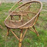 4 "shell" rattan armchairs 1960's