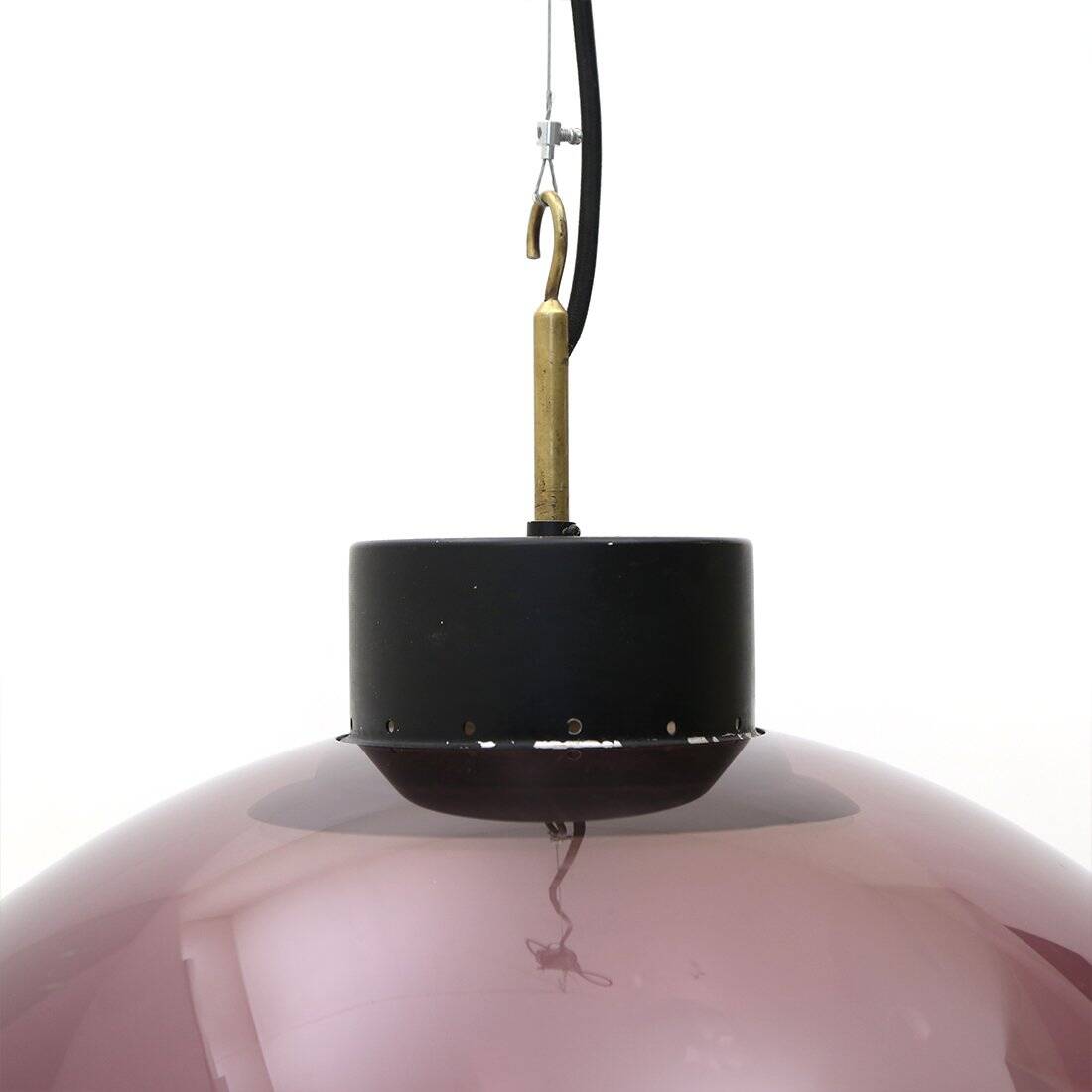 Suspended chandelier in violet methacrylate and glass, 1950s