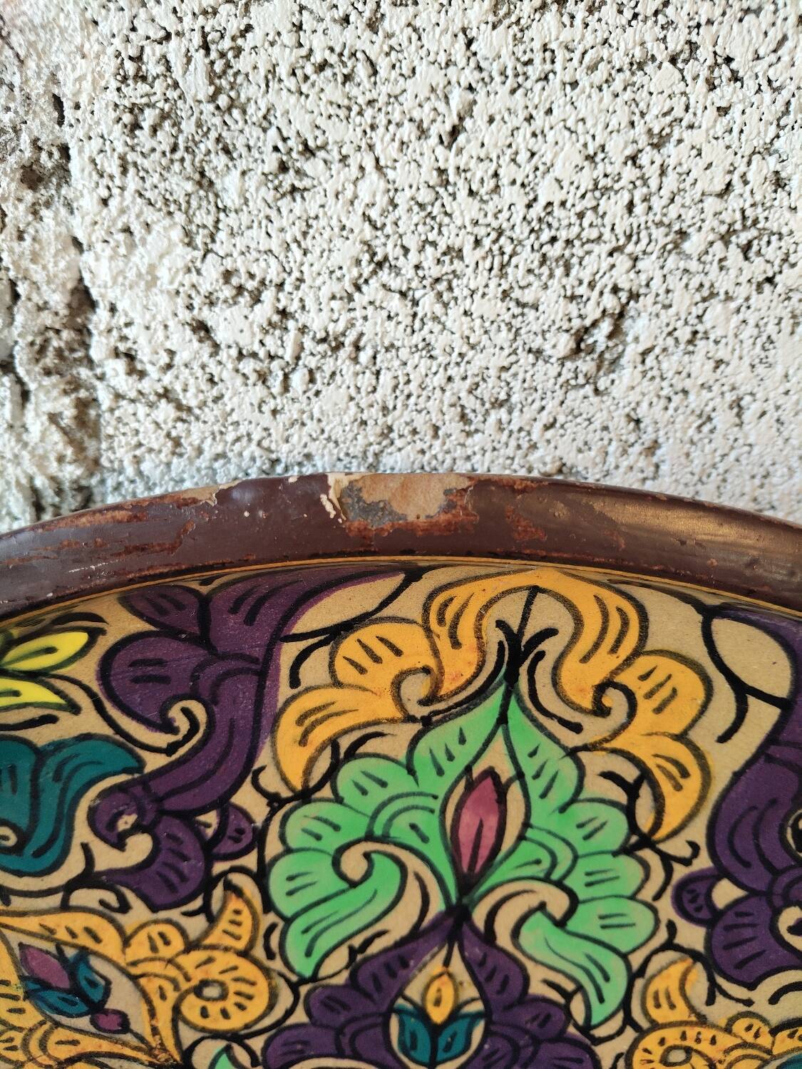 Large artisanal plate from Fès – 38 cm – Painted Moroccan ceramic