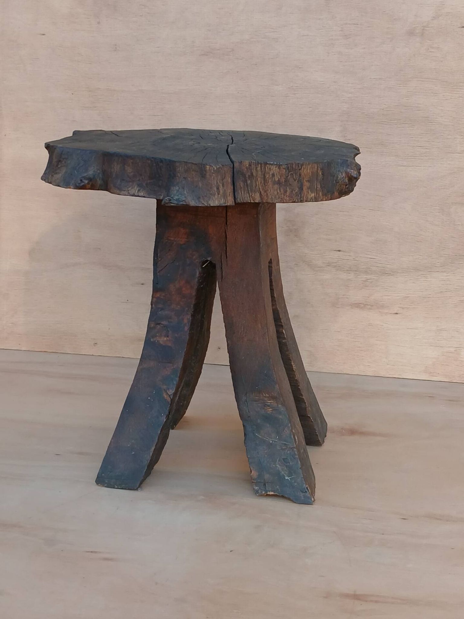 Brutalist oak stool