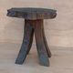Tabouret brutaliste en chêne